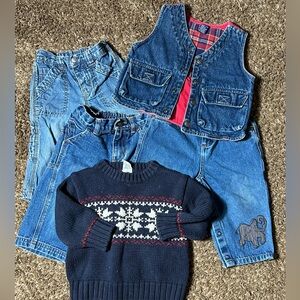 Vintage Baby Gap Denim Lot Sweater Vest Sizes 12-24 Months 5 Piece Lot Baby Boy